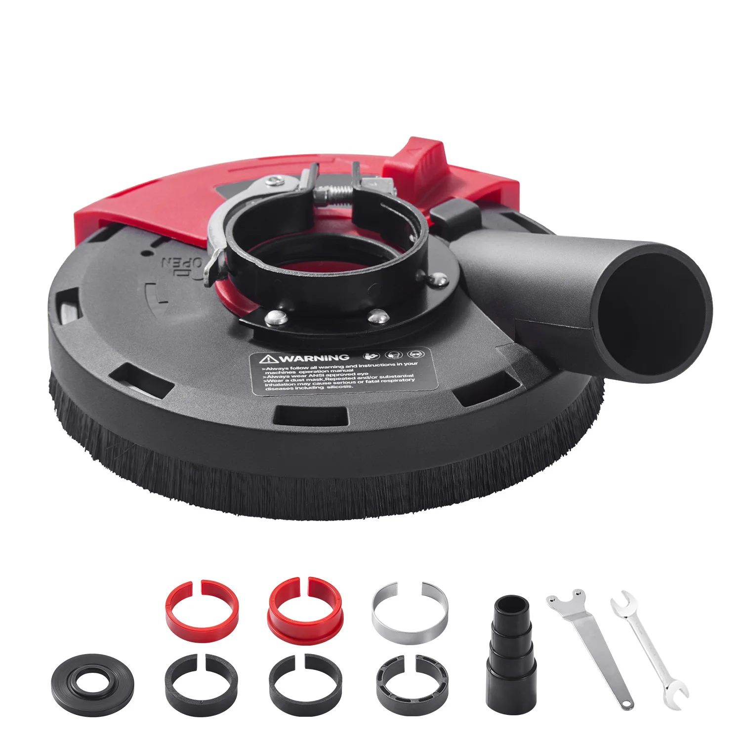 SucceBuy Grinding Dust Shroud for Angle Grinder Universal 4-5 in with 6 Clamping Washers for Grinding Wood Concrete Wall Stone