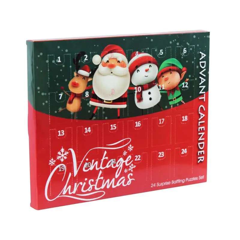 

Christmas Countdown Advent Calendar Christmas Gift Metal Buttons 24 Days DIY Christmas Metal Unlock Buckle Educational Game Gift