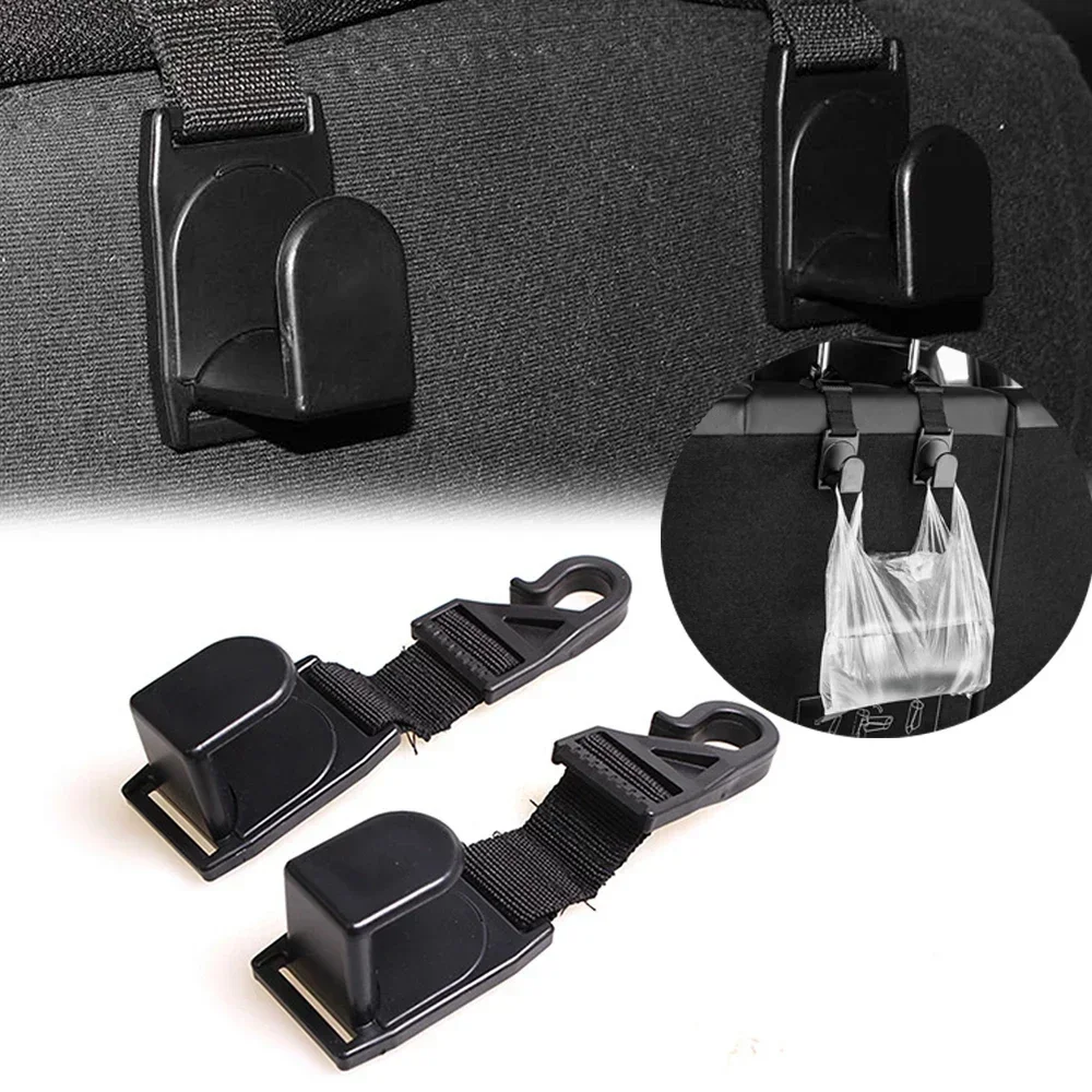 Car Headrest Hooks ABS Polyester Black Multipurpose Organizers
