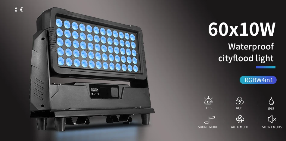 IP65 DMX 60x10W 4-in-1 RGBW City Flood Light Outdoor Wasserdichtes LED-Stadtfarbenlicht Bühnenbeleuchtung Partylicht – Detail 1