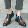 New British style men's matching color side zipper leather shoes for young men lazy foot business dress pointy men's shoes 1