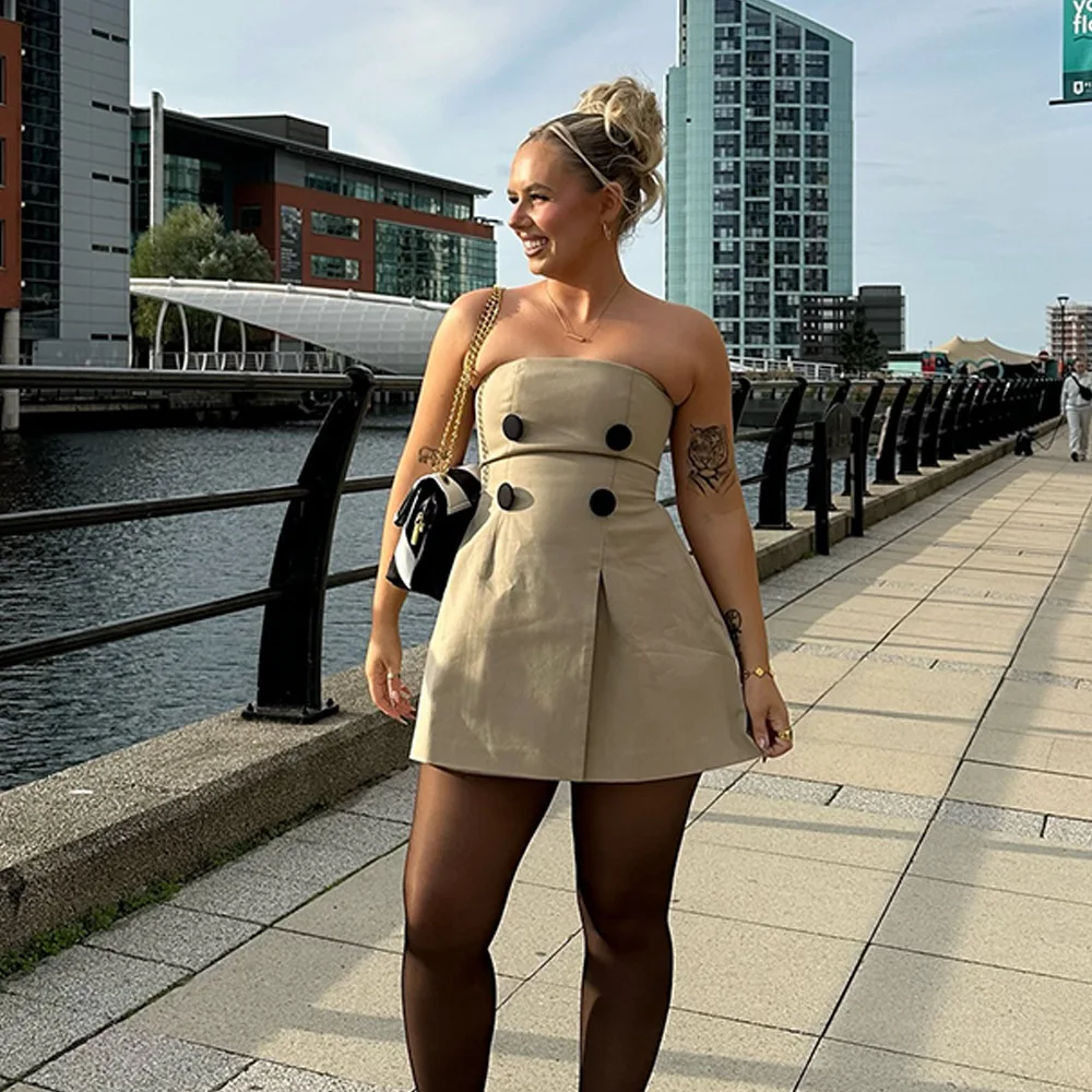 Sexy Strapless Skirt Tight Women Dress 2025 Autumn / Winter New Female Off Shoulder A-line Dress Bodycon Street Clothing