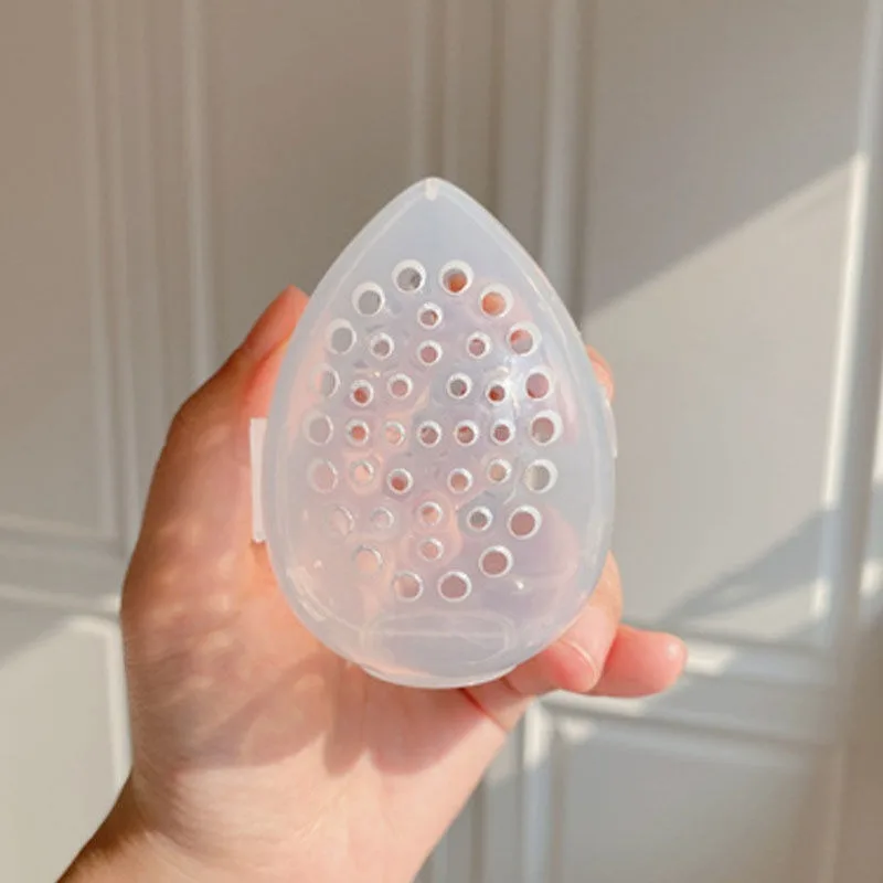 Sponge Stand Storage Case Egg Shaped Rack Transparent Puffs Drying Box Make up Blender Puff Holder Empty Cosmetic Beauty Tool 5