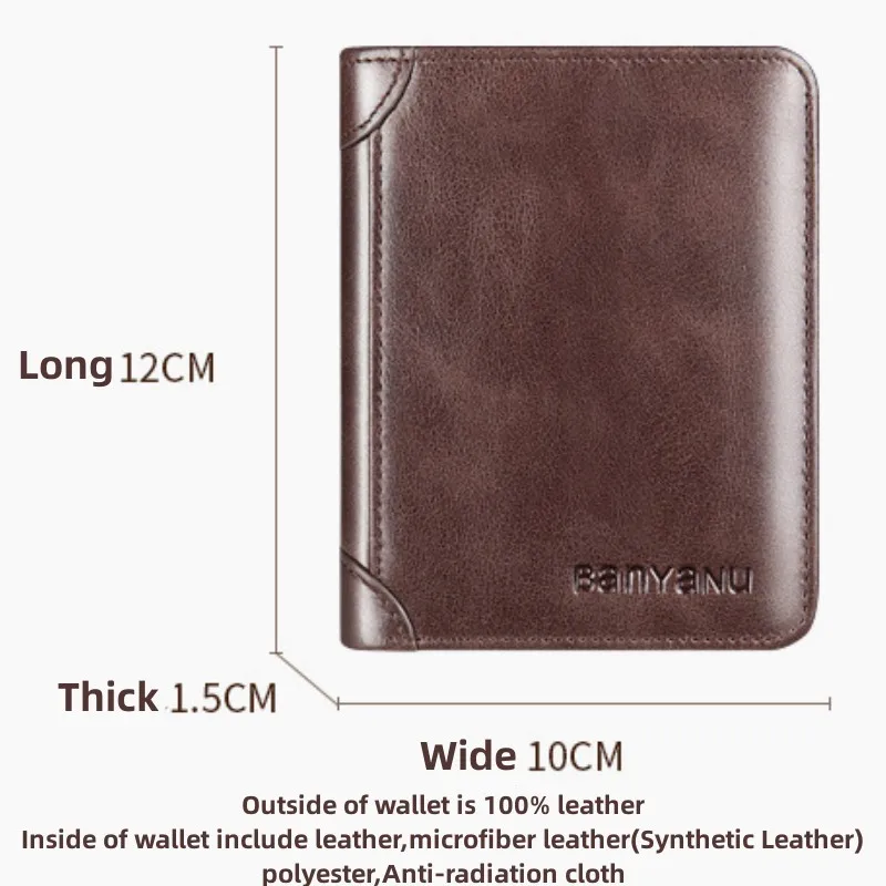 Men's Wallets RFID Genuine Leather Trifold Wallets For Men with ID Window and Credit Card Holder 6