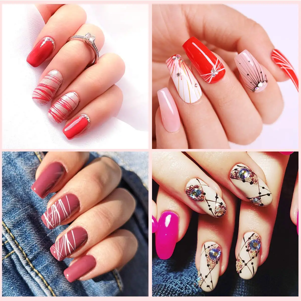 3Pcs/Set Crystal Fine Liner Brush Nail Art Striping Brushes Thin Line Nail Brush Detail Painting Pen Gel Nail Painting Tools 3