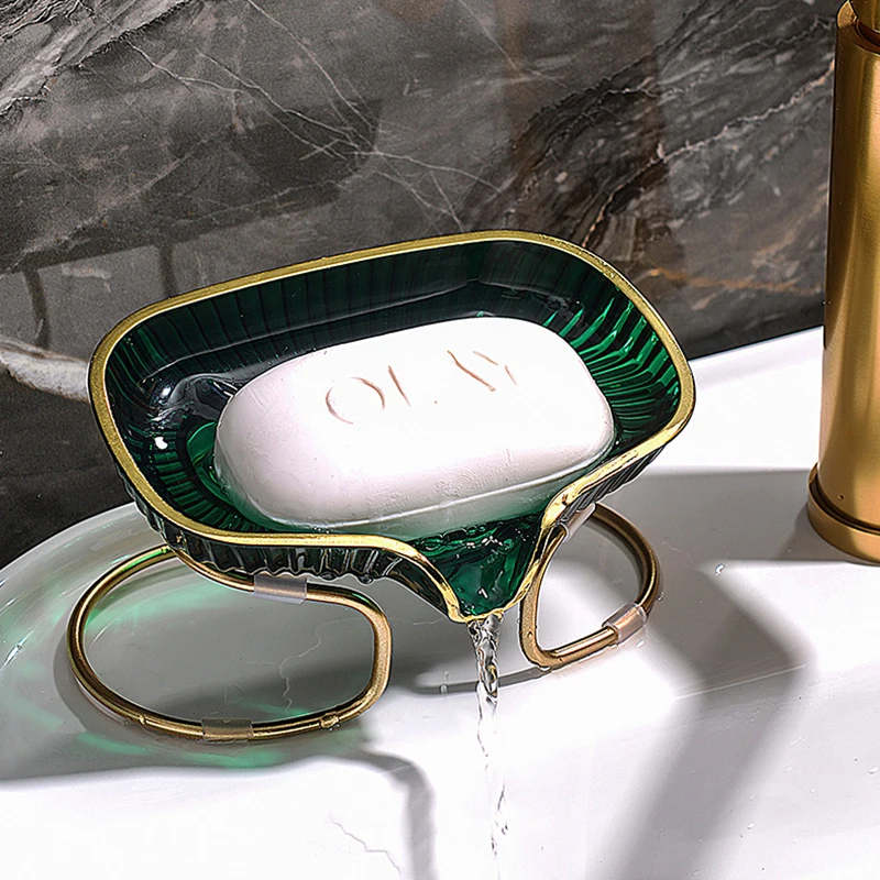 Luxury soap dish with drain non slip bar soap holder easy cleaning