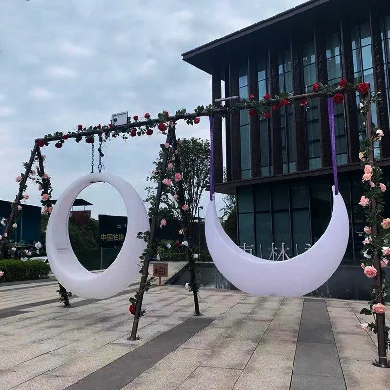 Luminous Swing Moon Shape Outdoor Hanging Chairs Rocking Chairs Outdoor Activities Wedding Decoration Light LED
