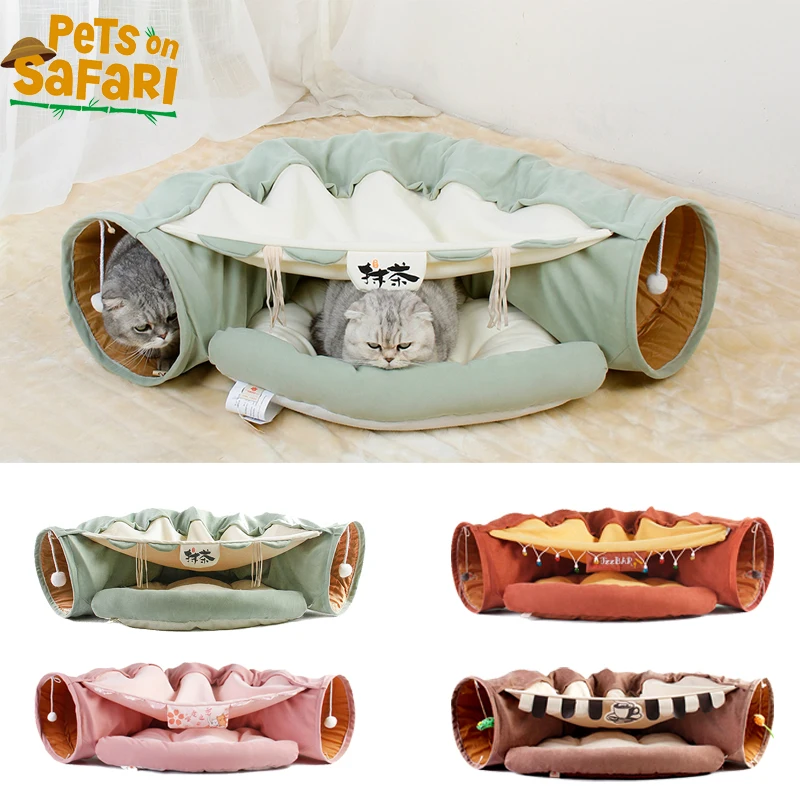 Cat Bed Tunnel Collapsible Removeable Cat Tunnel Tube Pet Interactive Play Toys with Plush Balls For.jpg