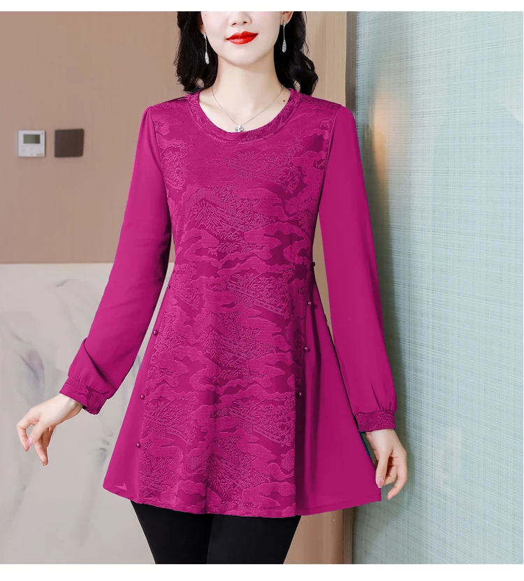 L-5XL Loose Clothes 2024 Women Spring Long Sleeve Elegant Ruffles Shirts Casual Retro Floral Tunic Peplum Tops And Blouses