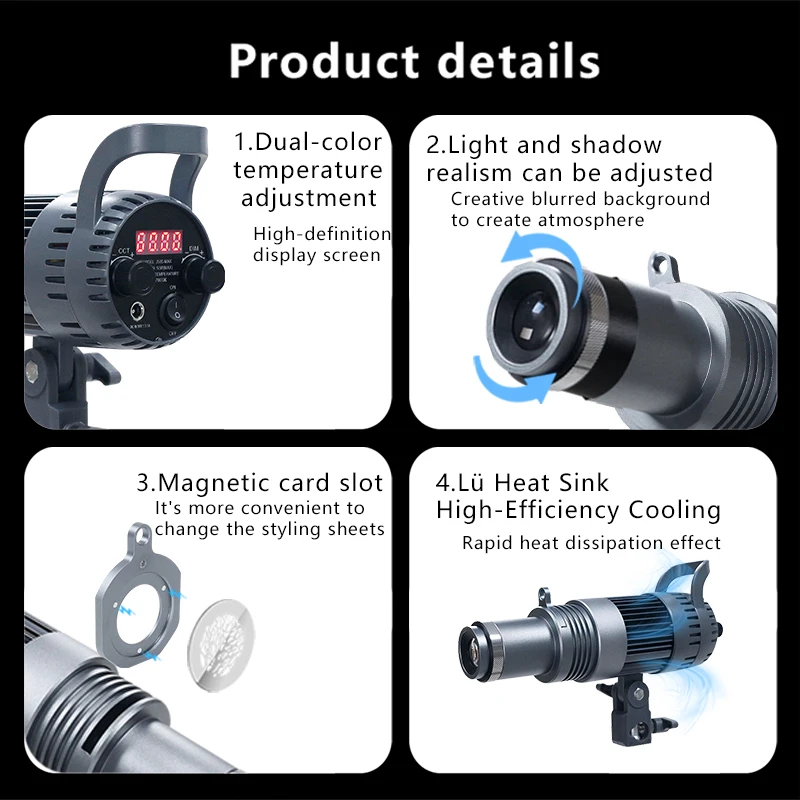 YONGEER ZX50 COB 스포트라이트(보웬스 마운트 광학 스누트 키트 포함) 스튜디오 사진 및 비디오 조명용