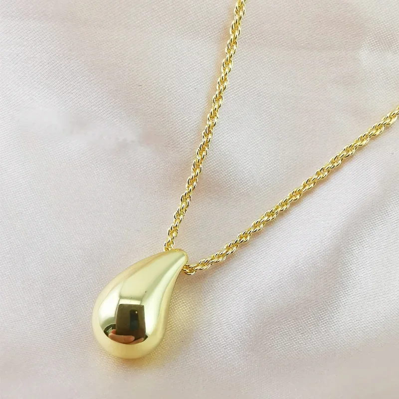 

18K Gold Copper New Teardrop Simple Pendant Necklace Women's High Jewellery Fine Birthday Gift Free Shipping