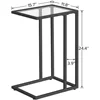 C Shaped End Table Set of 2 Modern Tempered Glass Snack Table Sofa Couch Bed Small Space Use 4