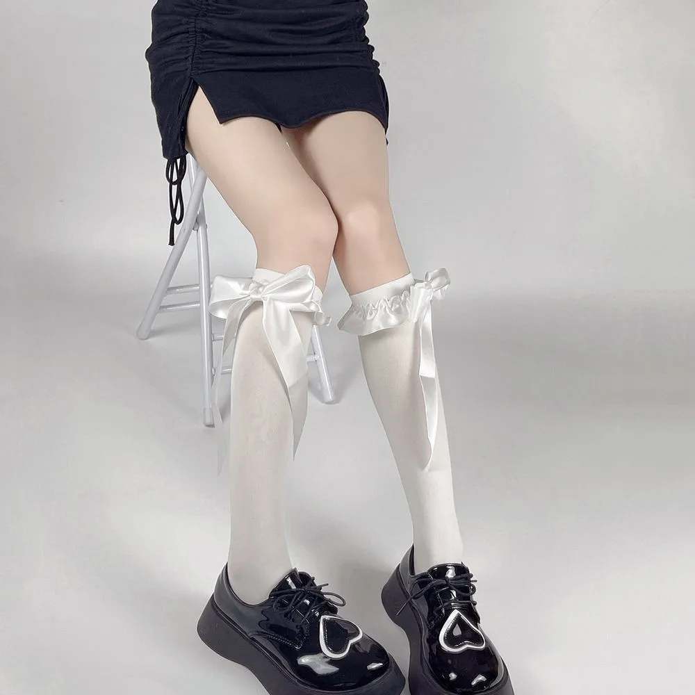Women's Kawaii Lace Bow Knee-High Socks