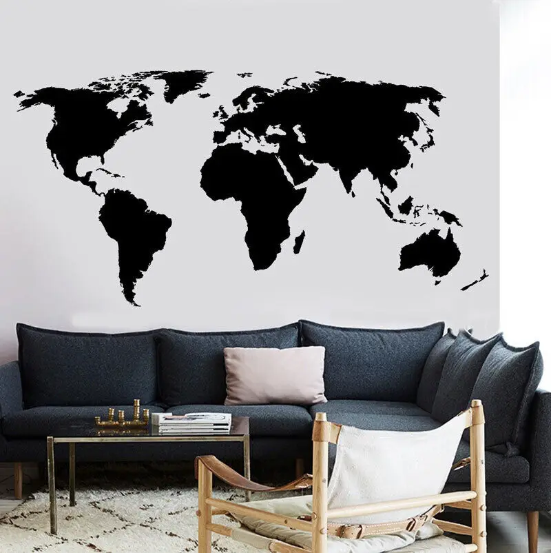 Wall Stickers Big World Map Vinyl Wall Stickers Office School Classroom Home Living Room Bedroom Room Art Wall Decoration Stickers Kids Gifts