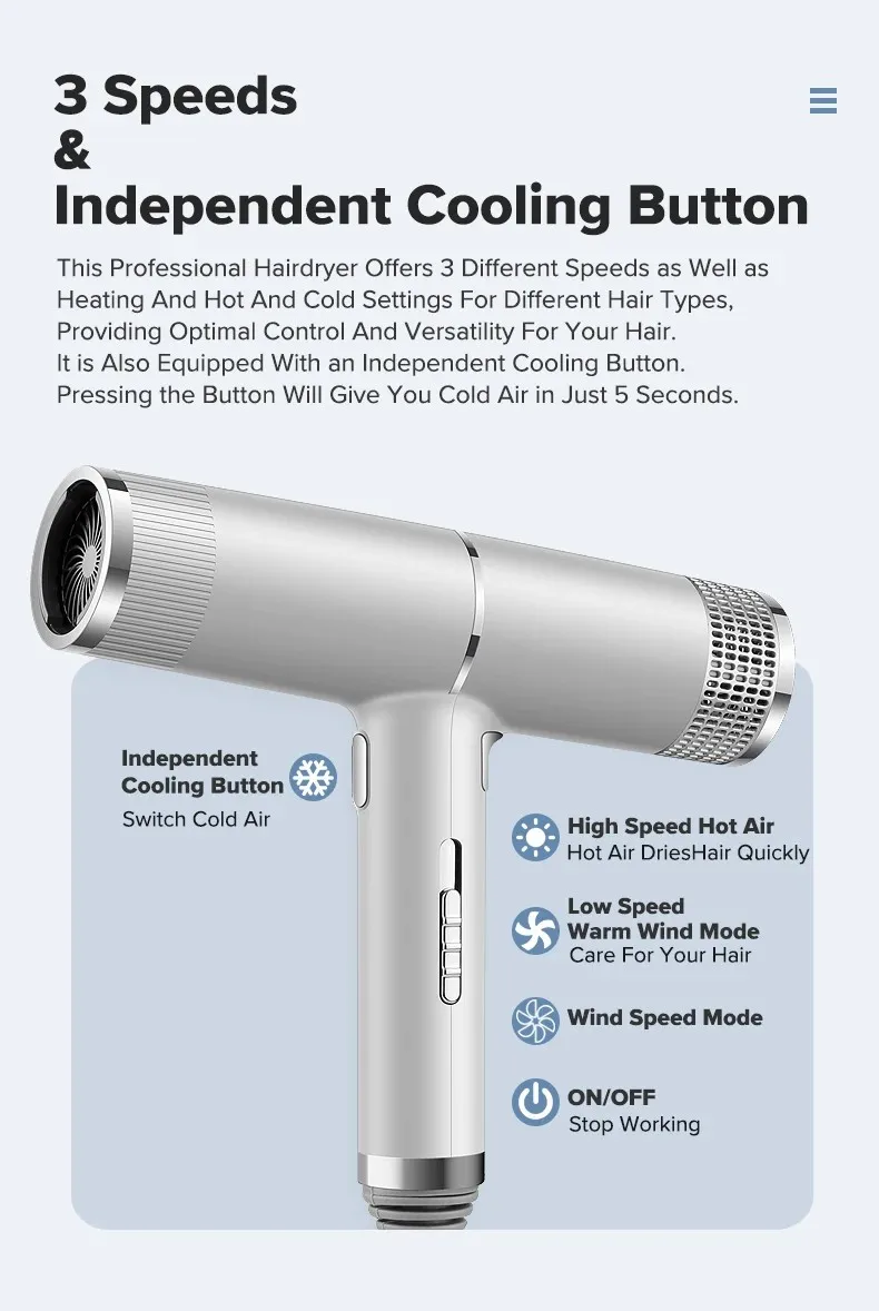 Description Picture 5 of itemProfessional hair dryer Infrared negative ion hair dryer Hot and cold salon hair stylist tools Hair dryer