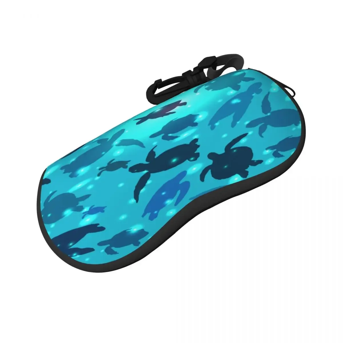 Portable Eyewear Case Sea Turtles Swim In The Ocean Sunglasses Soft Case Glasses Box with Lanyard Zipper Eyeglass