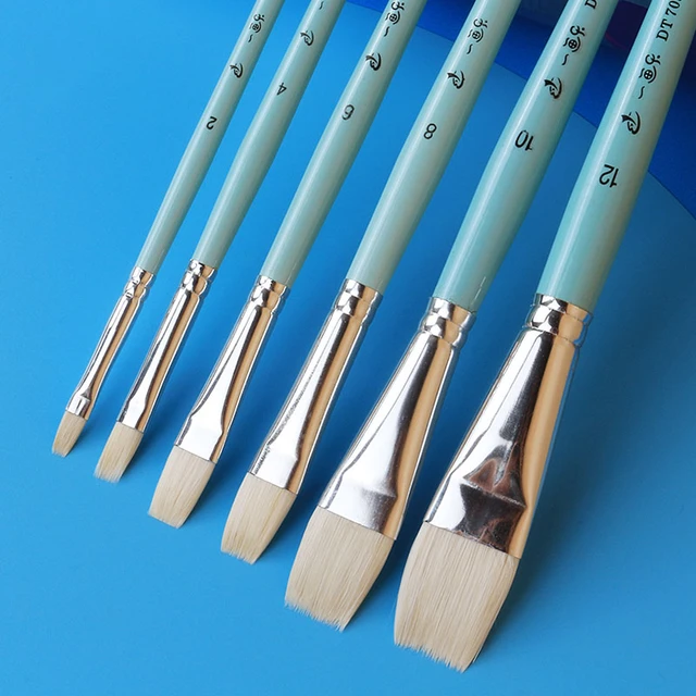 6pcs/set Boar Bristles Birch Wood Fan Shape Artist Oil Painting Brushes  Acrylic Watercolor Gouache Painting Brush Pen - Paint Brushes - AliExpress