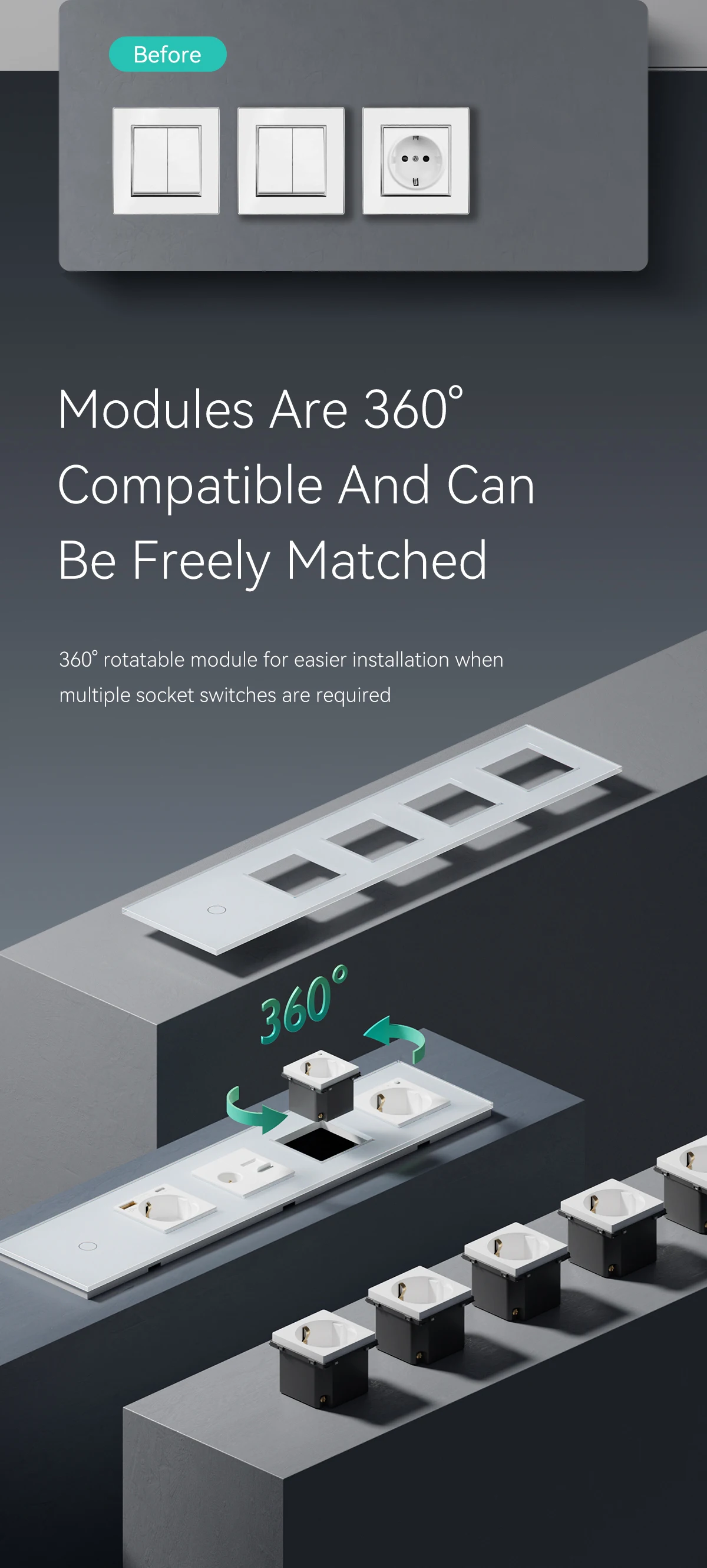 de toque parede com tomada de parede