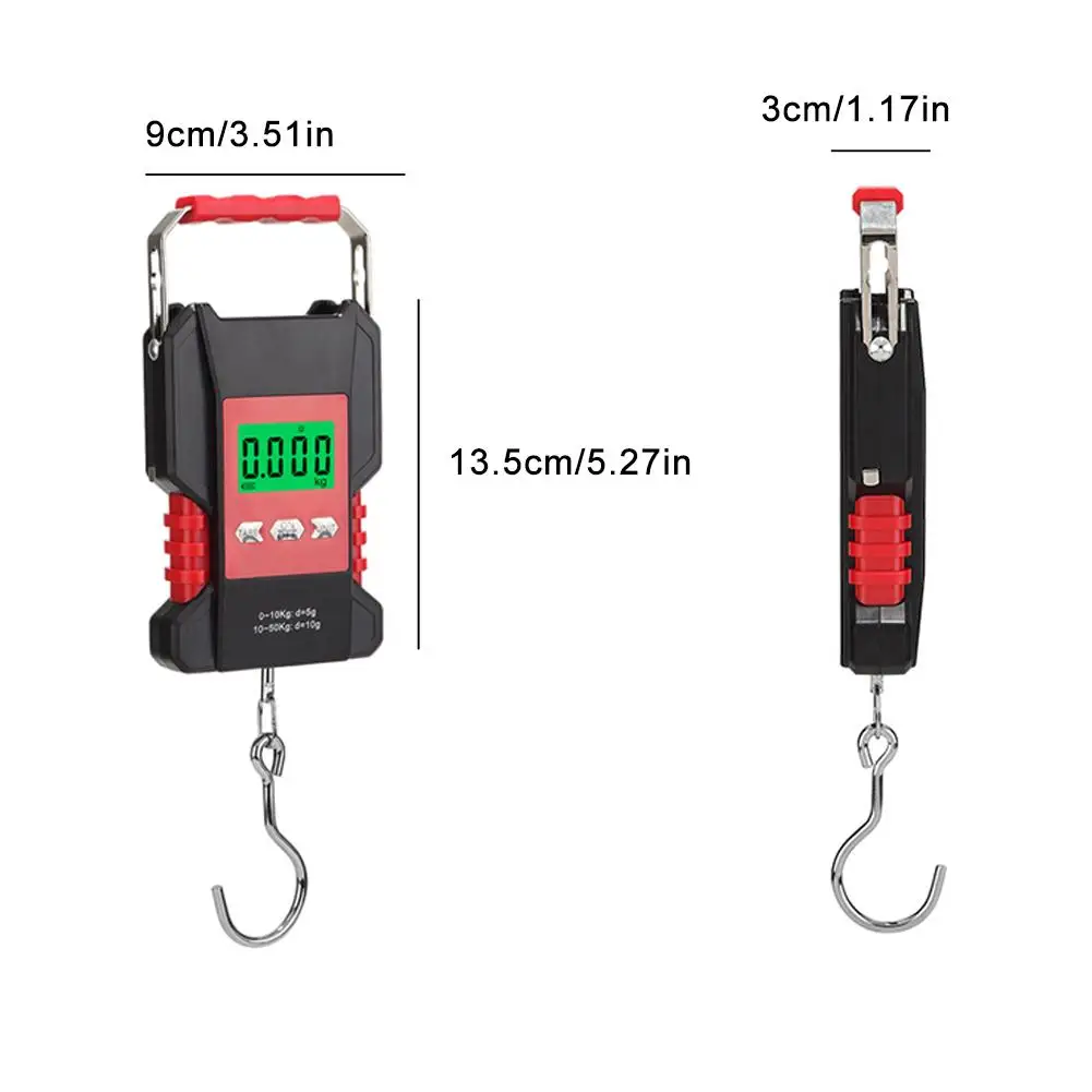 Portable Waterproof Fishing Scale Digital Recharged Hanging Hook Scales For Courier Luggage Home Weighing 50kg 1.5M Tape