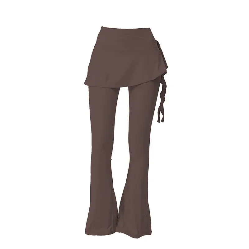 High Waist Yoga Pants with Skirt Covering Dance Pilates Fitness Trousers Spring Fashionable Crotch Curtain Two-Piece Set