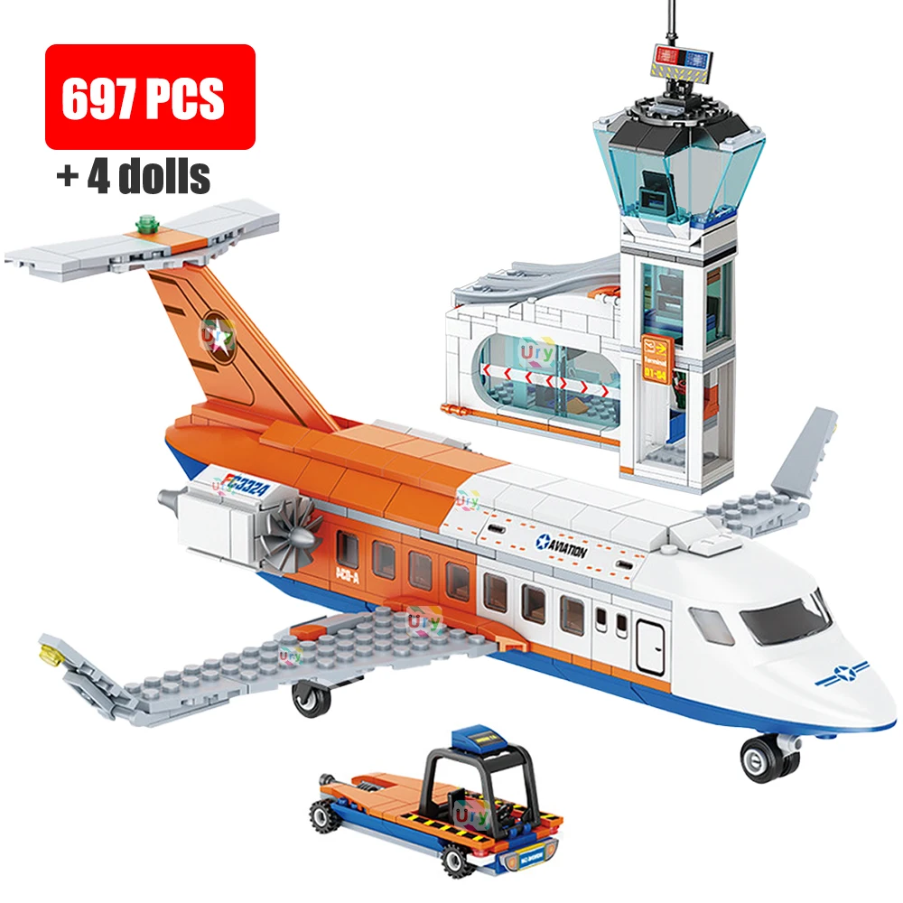 

3in1 City Series Aviation Cargo Plane Helicopter Airport Airbus Airplane Control Tower DIY Building Blocks Toy Set Kids Boy Gift