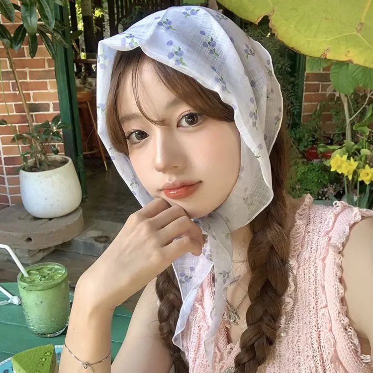女性用レーススカーフ,女性用三角,単色,女の子用エレガント,y2k