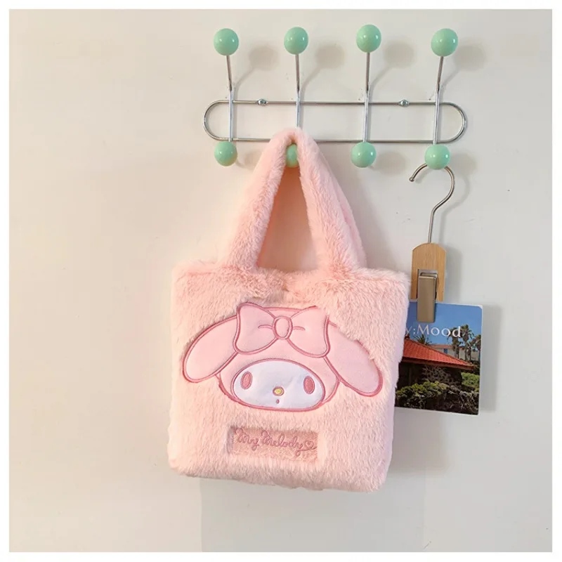 

Kawaii Sanrio Plush Handbag Kuromi My Melody Anime Cartoon Pink Stuffed Women Storage Bags Cute Girl Birthday Festival Gifts New