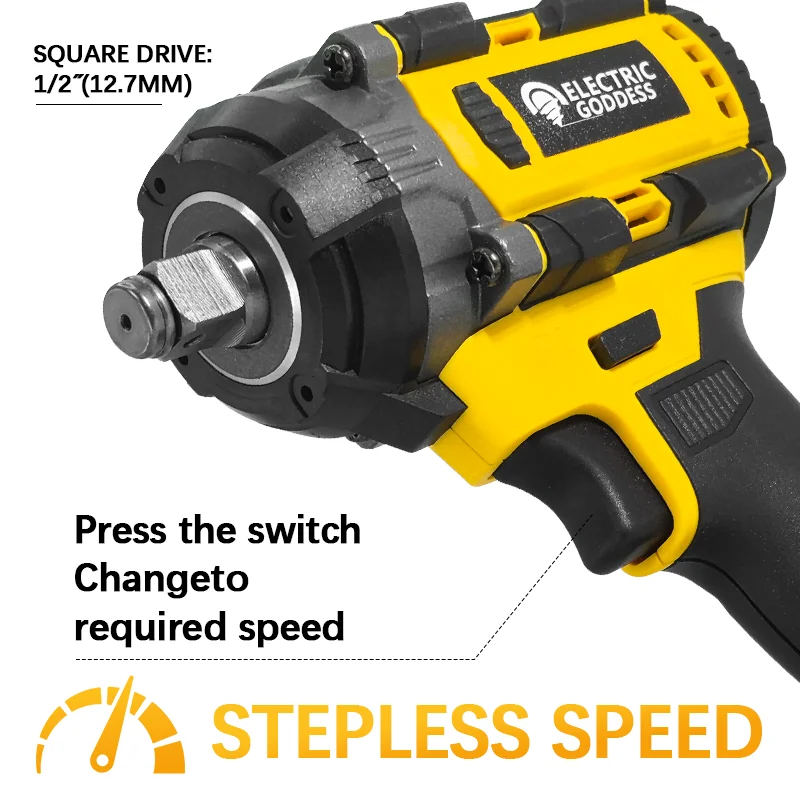 مفتاح ربط كهربائي لاسلكي 1/2 بوصة، بدون فرش، 21 فو...