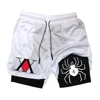 Men's Anime Hunter x Hunter Gym Shorts Bilayer 2-in-1 Breathable Quick-drying Absorb Sweat Sports Short Gym Jogging Pants 3