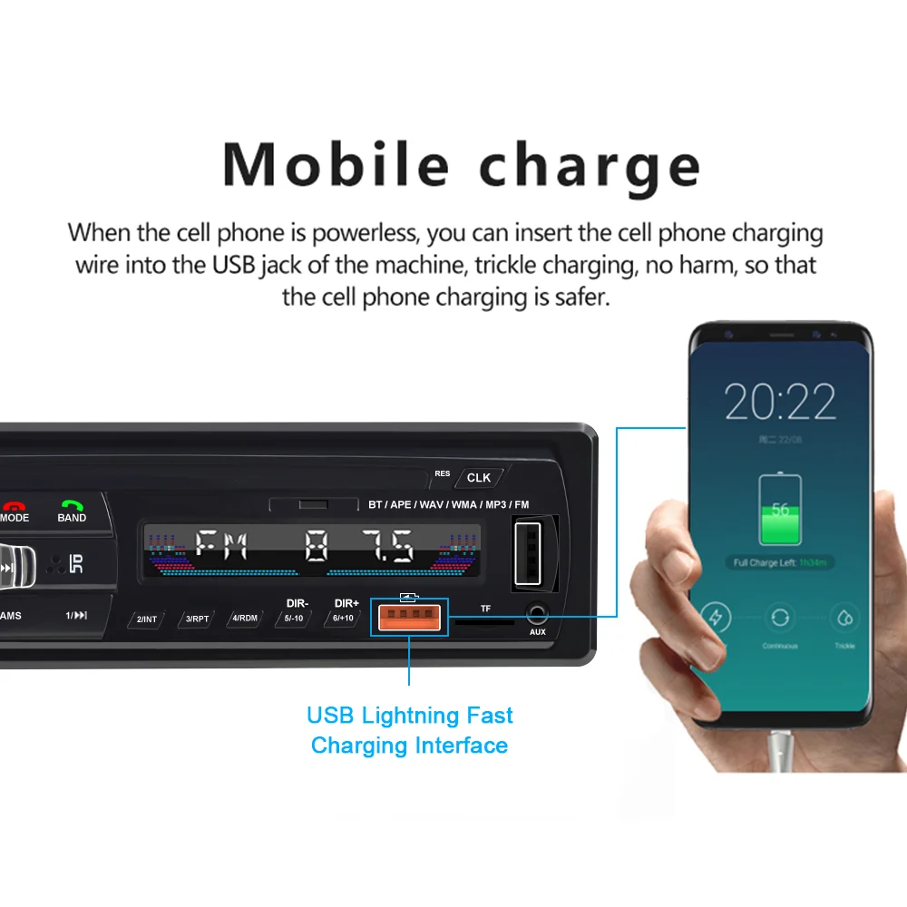 Car Radio Autoradio 1 Din Bluetooth MP3 Stereo Receiver Audio Universal Multimedia Player TF/USB/SD AUX Car Multimedia Player Car Radio Car Radio Player Car Music Player Mp3 Music Player