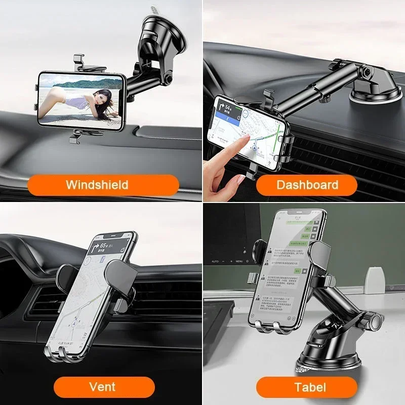 Phone Holder Car Phone Holder Sucker Mobile Smartphone Cellphone Bracket Tablet Vehicles Mount Stand GPS for iPhone 15 Xiaomi Huawei Samsung
