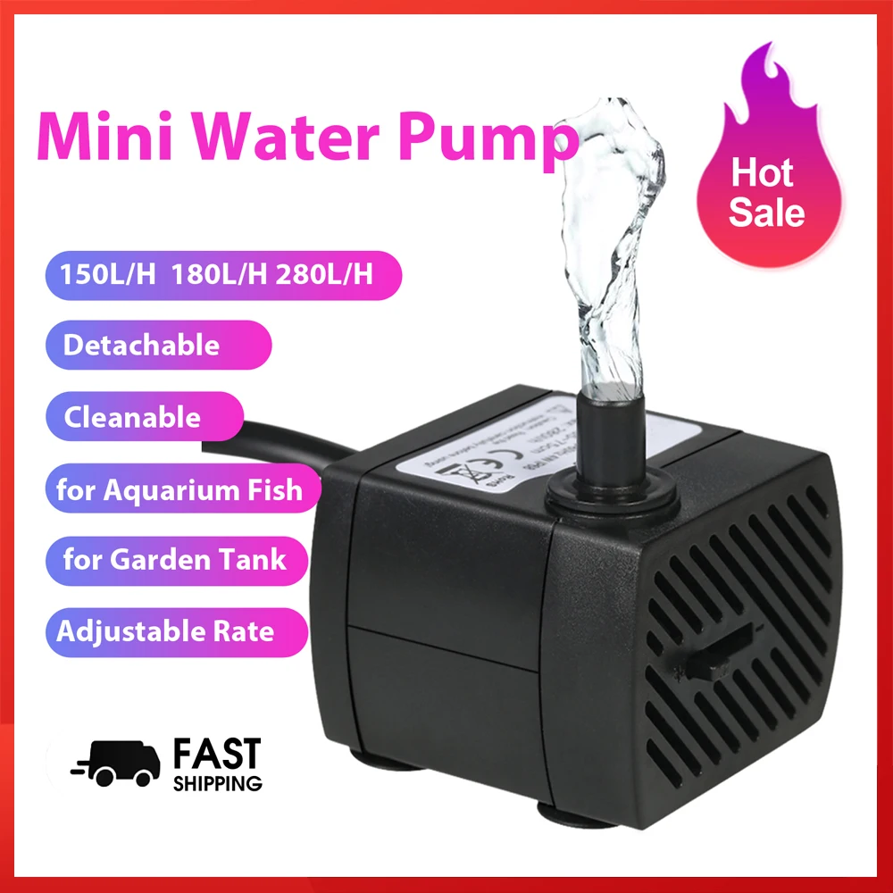 2W/2.5W/4W Ultra-Quiet Submersible Water Pump Filter Fish Pond Aquarium Tank Garden Fountain 110V 220V