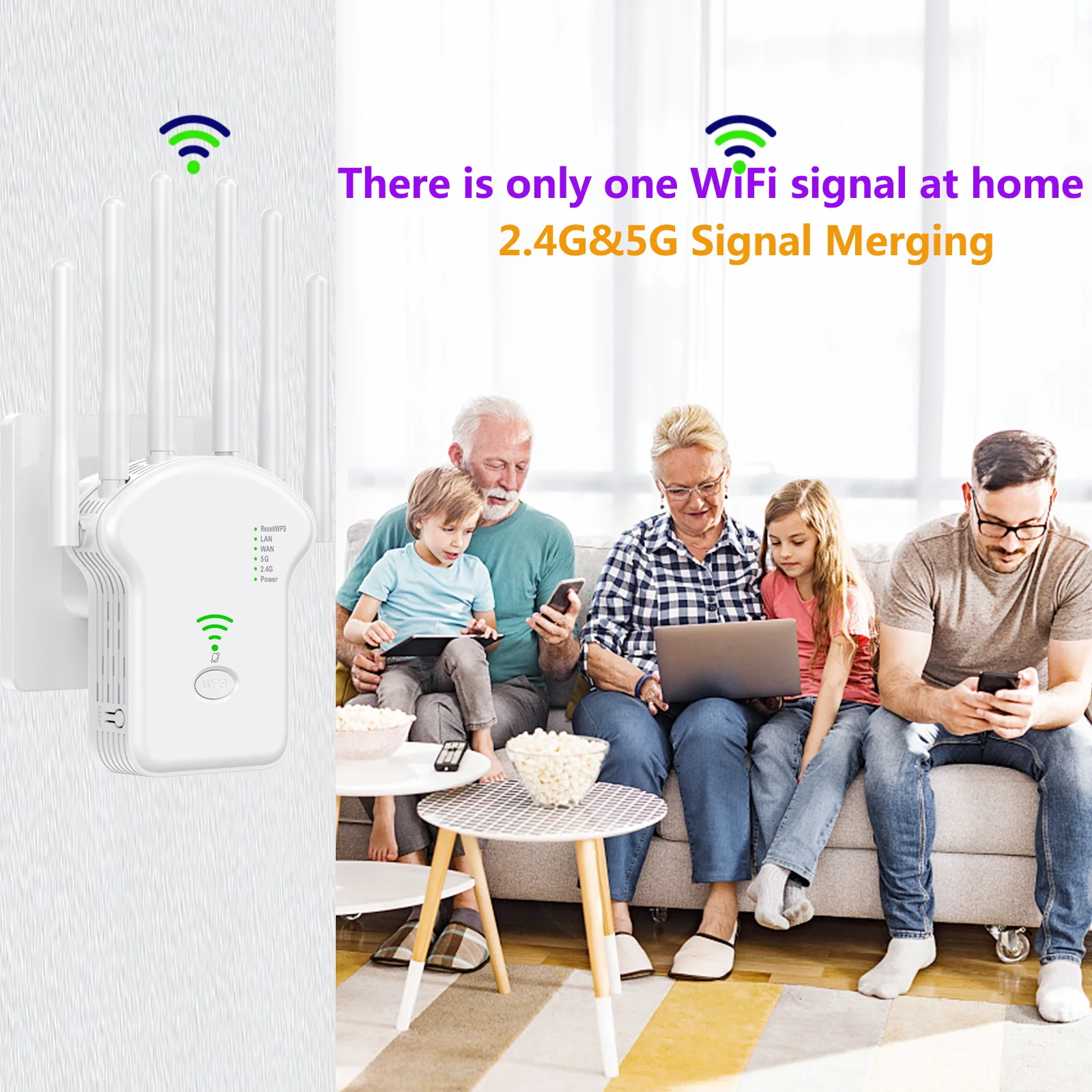 Repetidor Wifi sem Fio Banda Dupla Extensor Wifi Amplificador de Rede Roteador Wps Repetidor de Sinal Roteador Wps 2.4g 5g 1200mbps - Imagem 6