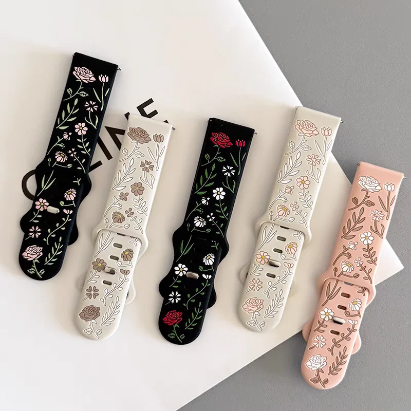 Silicone Engraved Watch Band - Adjustable 18mm/20mm/22mm Sizes