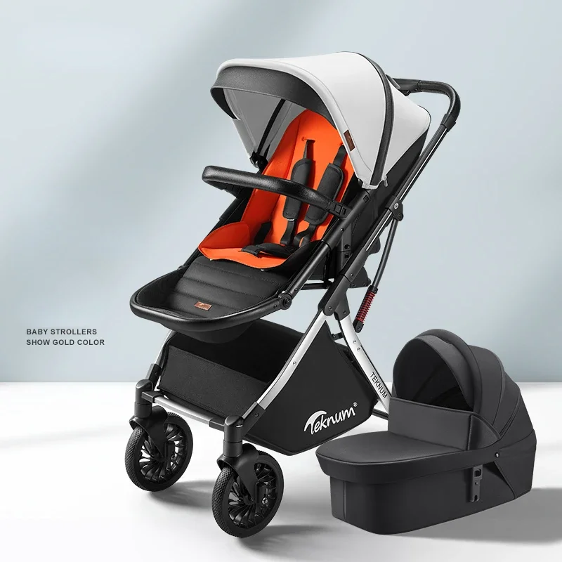 

Baby Stroller 2 in 1 Shock Absorption Stroller Baby Newborn Pram Two Way Stroller Fold Pushchair