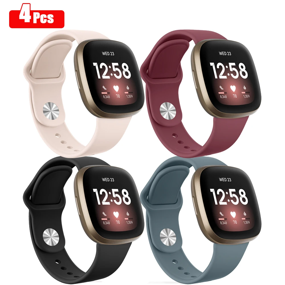 

4pcs/lot Silicone Strap For Fitbit Versa 1/Versa 2/Versa 3/Versa 4 Band Bracelet Wristband For Fitbit Versa Lite/Sense 2 Strap