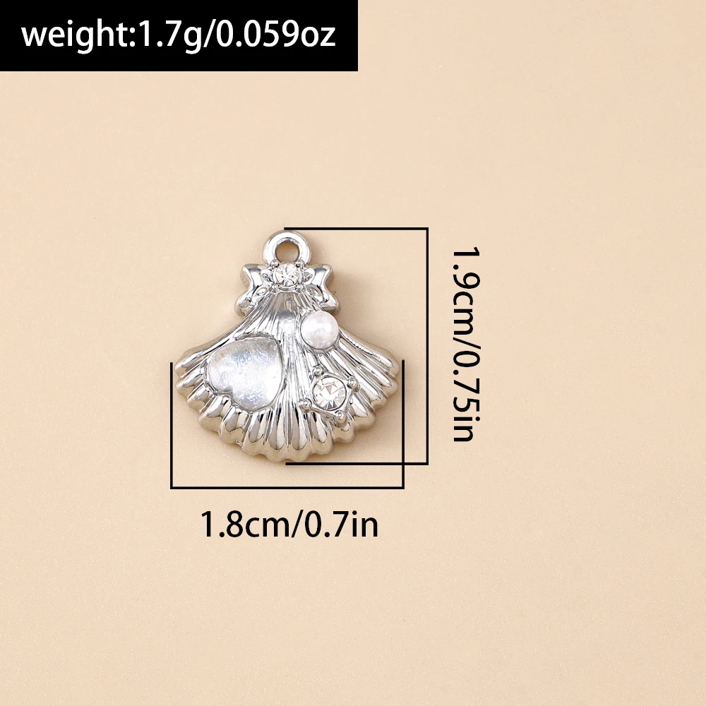 Leslie 5 Stück zierliche gold- und silberfarbene Perlen-Muschel-Anhänger für Ohrringe, Halsketten, DIY-Schmuckherstellung, handgefertigtes Kunsthandwerk – Detail 15