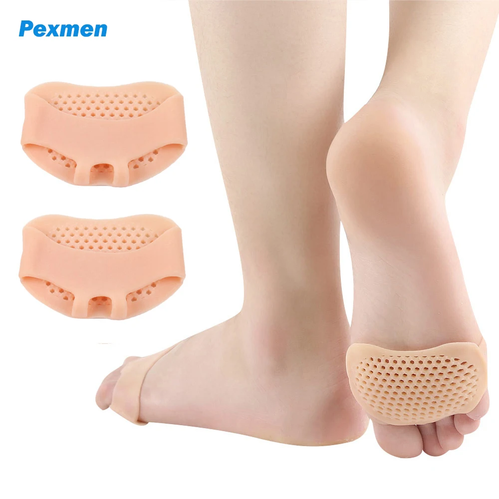 Pexmen 2Pcs Metatarsal Pads Breathable Ball of Foot Cushions for Women and Men Soft Gel Foot Pads Pain Relief Forefoot Pads