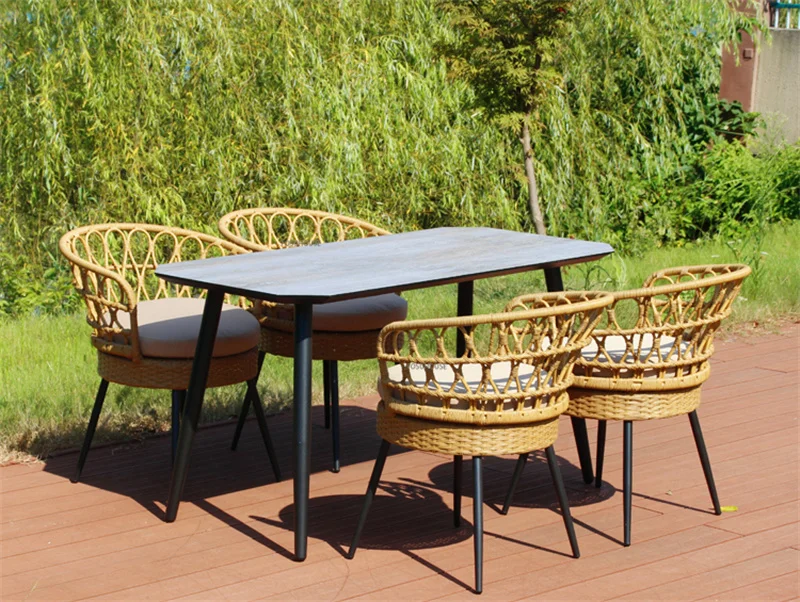 Description Picture 5 of itemNordic Rattan Chair Three Piece Set Combined Outdoor Furniture Leisure Homestay Chairs Balcony Garden Table Outdoor Furniture