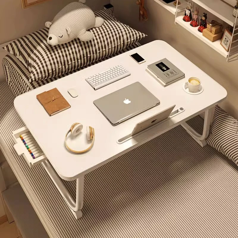 Foldable bed desk, mini computer desk, dormitory artifact for students to learn, travel, sit and store items