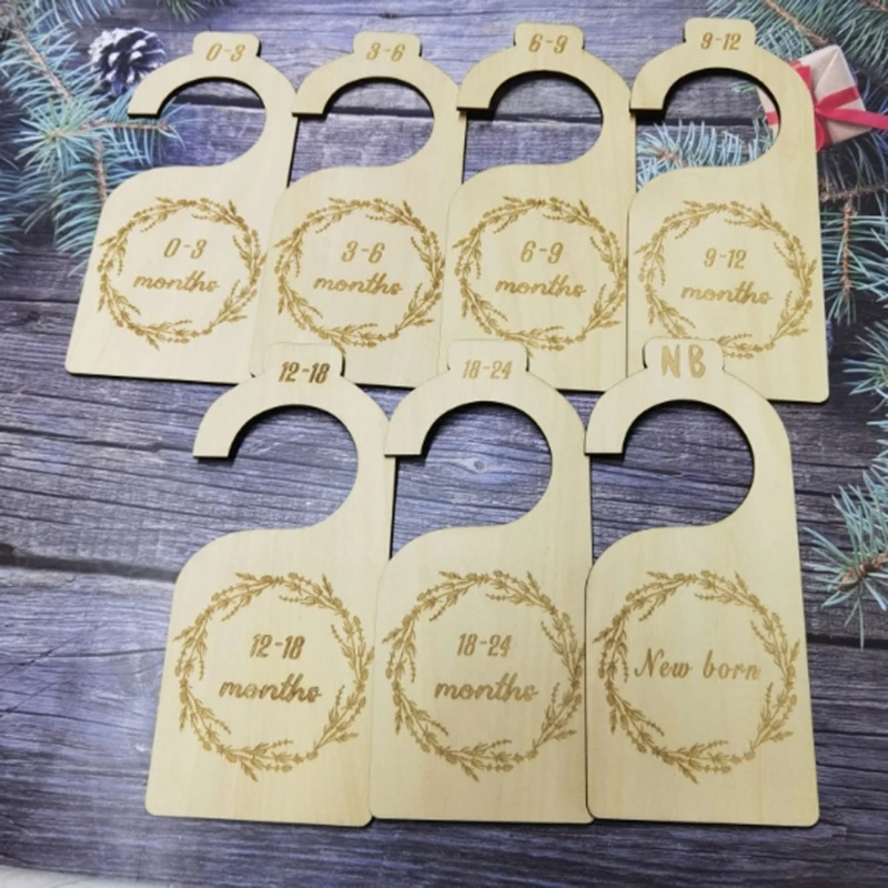 

7 Pcs Baby Closet Size Divider Wooden Baby Closet Organizers from Newborn Infant to 24 Months for Home Nursery Baby Clothes
