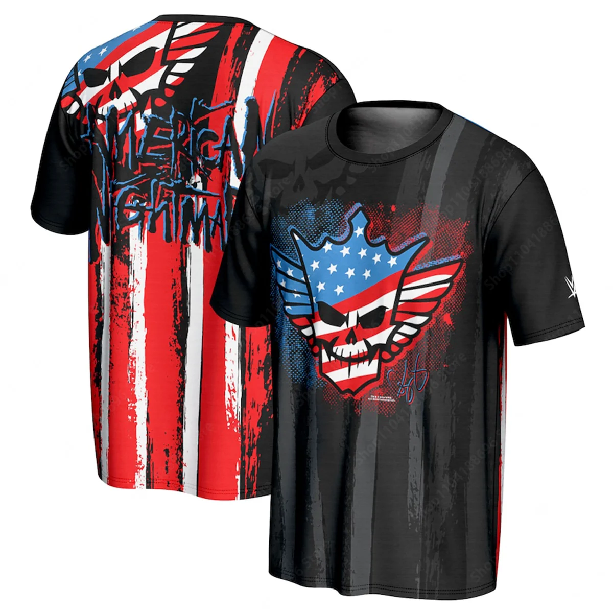 Men Women Round Neck T-Shirt WWE Cody Rhodes Crowned Skull Wrestler's Retro Style