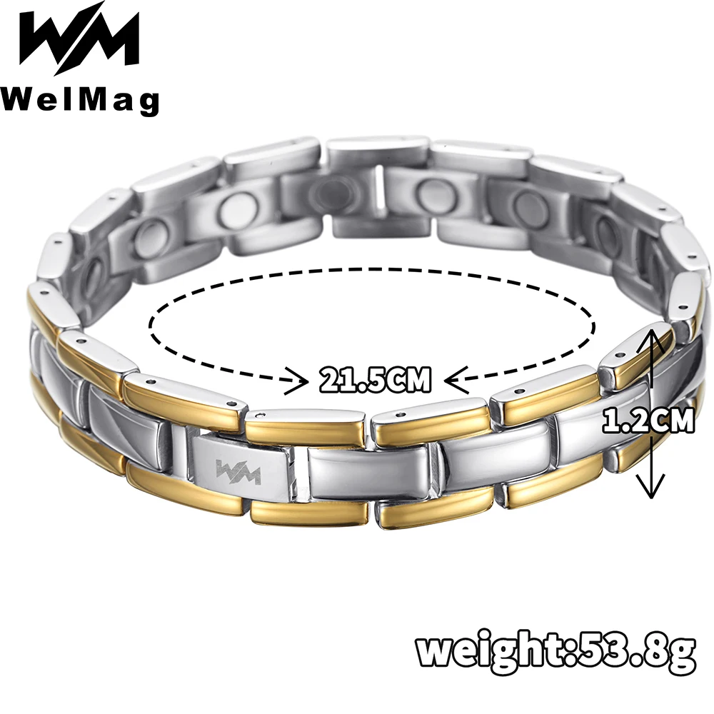 

Welmag Bracelets For Men Health Healing Magnetic Stainless Steel Bracelet Bio Energy Arthritis Relief Pain Jewelry