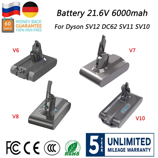 21.6V 6000mAh V6 V7 V8 V10 Replacement Battery for Dyson All Series DC62  SV10 SV11 SV12 Cord-Free Vacuum Handheld Vacuum Cleaner - AliExpress