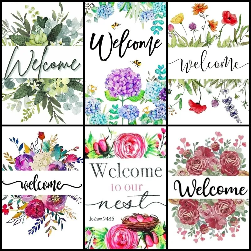 

Алмазная 5D картина с цветами Добро пожаловать, вышивка крестиком, алмазная вышивка, пейзаж, искусство мозаики, домашний декор