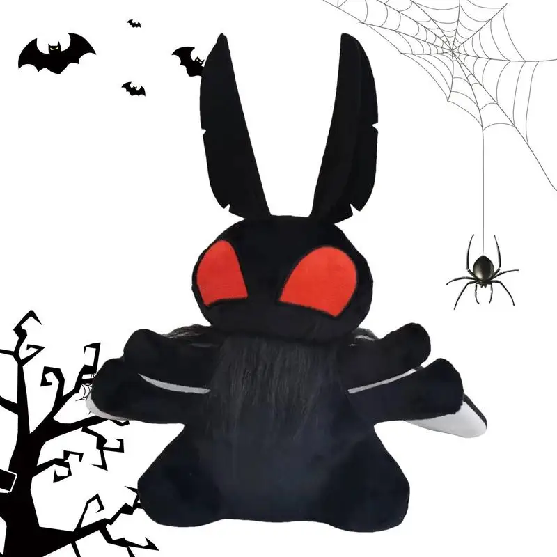 

Moth Stuffed Animals Halloween Bat Plushie With Red Eyes Horror Game Plush Doll Cute Moth Plush Toy Soft Stuffed Animals Black