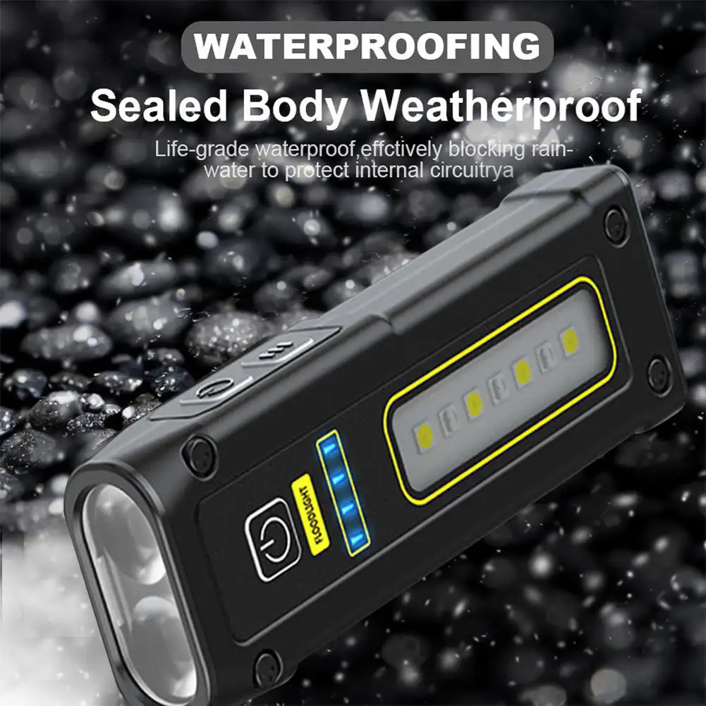 LED Flashlight NEW Design Super Bright LED Source Work Lamp Magnet Alarm SOS Key Chain Power Bank Waterproof Emergency Flashlight