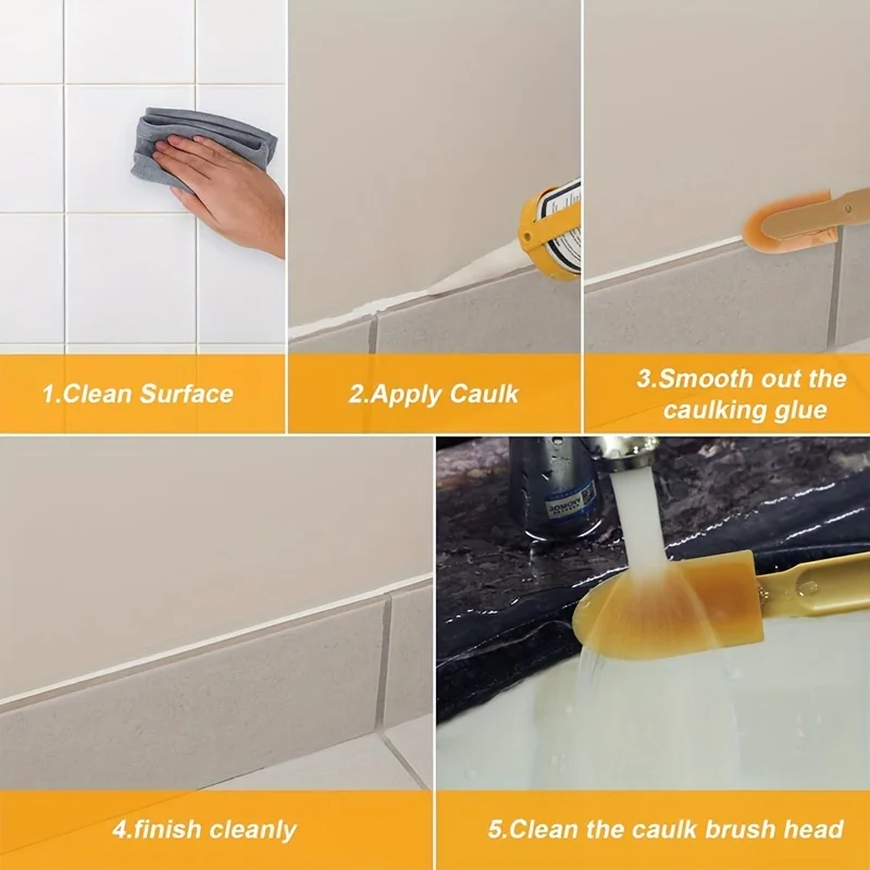 4pcs Silicone Caulking Tool Set, Flexible Tip Sealant Finishing Tools, Ergonomic Handle, No Electricity or Battery Needed