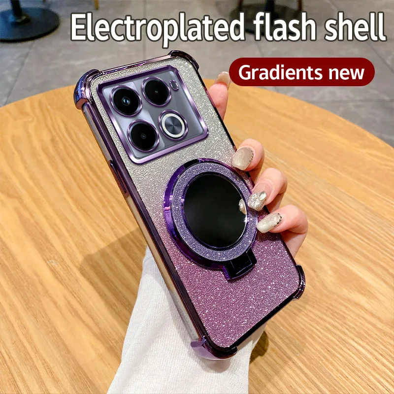 Shockproof Holder Ring Mirror Phone Case with 6D Protection