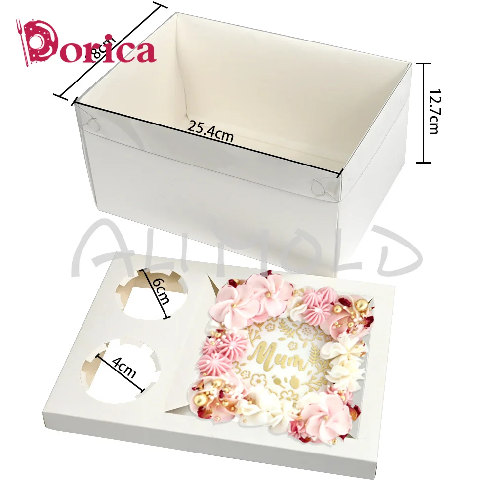 5 упаковок Коробка для кексів і тортів Bento з прозорою кришкою Слот для тортів Ласощі Пончики Футляр для випічки Десерт День народження Весілля Ювілей